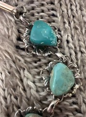 Vintage 60’s TURQUOISE Stones Nuggets Silver Tone Southwestern Western Bracelet