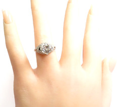 Antique Art Deco Setting Mounting Platinum Hold 6MM-8MM Ring Size 6 UK-L1/2