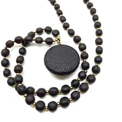 Fancy black cherry amber necklace with pendant 24.6g