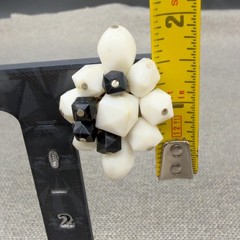 Vintage Acrylic Earrings Western Germany Black Cream Cluster Clip Ons