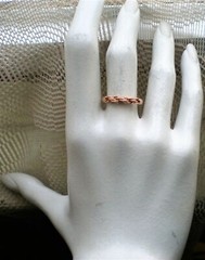 Vintage European Solid 14K 585 Rose Pink Gold Twisted Rope Design Band Ring 14kt