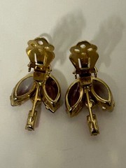 Vintage Juliana D & E Lavender Pink Pressed Glass Flower Clip Earrings