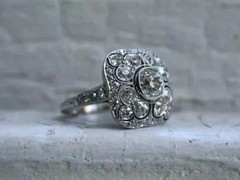 Vintage Style Art Deco 3Ct Round Lab Created Diamond 14K White Gold Plated Ring