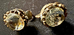 Vintage Kramer Signed Clear Crystals Rhinestones Round Clip-on