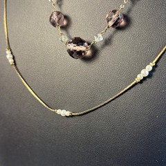 Necklace Lot Gold Tone Pearl Lavender Cut Glass Beads Delicate Romantic