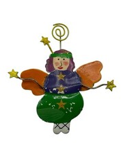 Vintage Angel Fairy Pixie Brooch Pin Quirky Painted Unusual Metal Stars Figural