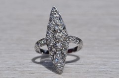 Antique Art Nouveau Style LabCreated Diamond Art Deco Engagement 14K GoldFN Ring