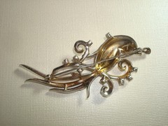TRIFARI ALFRED PHILIPPE STERLING SILVER,VERMEIL,BIRD of PARADISE BROOCH,SIGNED
