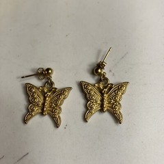 Vintage Butterfly Earrings GoldTone Dangle Unbranded Pre-owned
