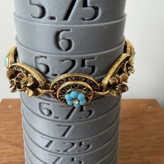 Vintage ART Arthur Pepper Gold Tone Bracelet Filigree Blue Flowers Signed 6.5″