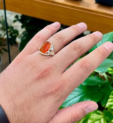 Beautiful Mini Baguette cut Agate Sone With Unique Design Ring Handmade Artisan