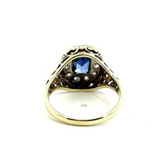 Vintage 14K Two-Tone Gold Blue Sapphire & Diamond Ring Size 6