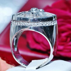 14k white gold ring 2.50ct natural diamond size 11.5 vintage handmade 27.0g Gab8