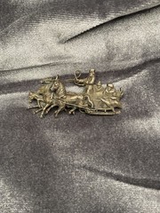 Sterling silver Russian troika brooch from 19th century