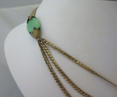 Antique Vintage 1920s EGYPTIAN REVIVAL NECKLACE art deco green czech glass