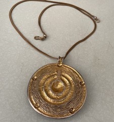 Yves Saint Laurent Vintage Medallion necklace Aztec Style Gilt *YSL Mark* Rare!