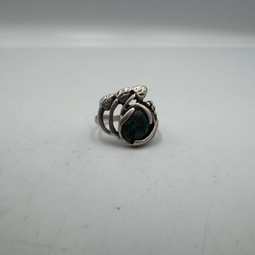 Sterling Silver 925 Vintage 16.89mm Blue Stone Sz 6.25 Ring 4.7g