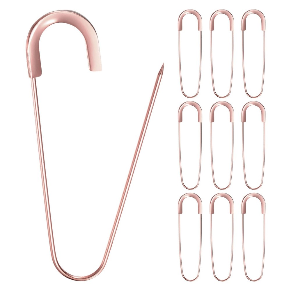 M METERXITY Safety Pins Rose Gold 3.15 inch 10 Pack Brooch