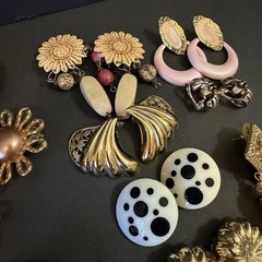 Vintage Costume Jewelry Earrings 80s 90s Y2K Pierced Clip Chunky Retro Lot 56x