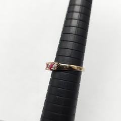 Gold Plated Marquise Shape Pink Topaz Clear Rhinestone Ring Size 9.75 Vintage
