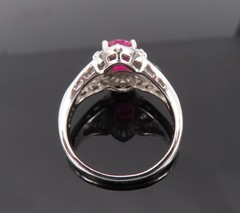 Vintage 1.17ct Vivid Red Ruby & 0.68ct Diamond Platinum Cocktail Ring Size 7