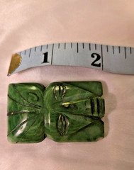 Vintage Mayan/Aztec Mexican Jade Gemstone Tribal Head/Mask/Face Pin, 2 Inches