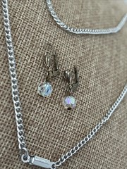 Vintage SIGNED W. Germany Jewelry Lot Silver Tone – Necklace & Earrings Dangle