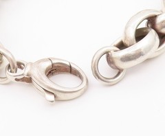 925 Sterling Silver Vintage Bracelet Chunky Interlocking Circles Link BT12203