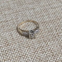 Vintage 14K Two-Tone Gold Diamond Illusion Ring Art Deco Size 5 1.73g LS