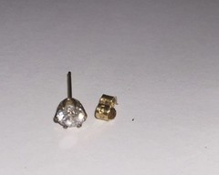 Four-prong Basket Design Vintage 18Ct 18k Yellow Gold Diamond Single Earring