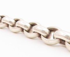 925 Sterling Silver Vintage Bracelet Chunky Interlocking Circles Link BT12203