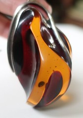 MODERN LARGE Baltic Amber Abstract Sculpted Sterling Silver Pendant Staement