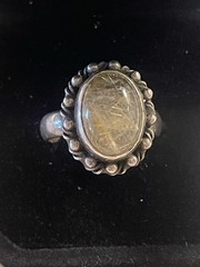 Vintage Golden Rutilated Quartz Hand Crafted 6 ct Stone Size 8 1/4 Ring.