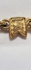 Trifari Signed Vintage Nautical Gold Tone Chain Necklace w Red Blue White Enamel