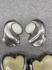 Vintage Earring Lot Clip Ons Pierced Enamel Hearts Nautical