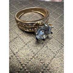 14K Gold Diamonique Simulated Diamond Engagement Ring Vintage 2 Ct Solitaire