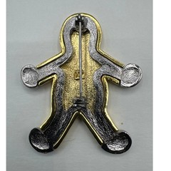 Vintage Gingerbread Man Signed Liz Claiborne Christmas Pin Brooch Gold Tone