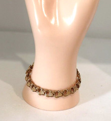 Vintage 12k Gold Filled Textured Heart Charm Bracelet c1960s Marathon USA made