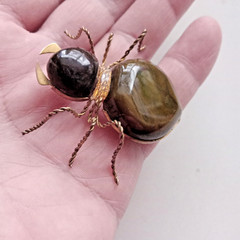 Vintage Spider Brooch Amber Color Resin. Made in the USSR