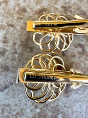 Vintage Sweater Clips Gold Tone Flower Faux Pearl Chain Mid Century 1950s
