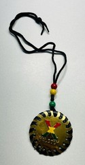 Vintage 90s Malcolm X African Medallion Necklace 26″ Rasta Colors