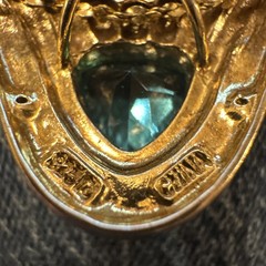 Ross-Simons Blue Glass & Genuine Diamond Pendant Gold Vermeil Sterling Silver