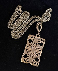 Honeybee Necklace Art Nouveau Brass Filigree Bee Pendant Champagne Rhinestone