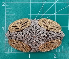 VTG Art Deco Style Brooch 2.5in Two Tone Filigree Domed Openwork Heavy 3D Estate