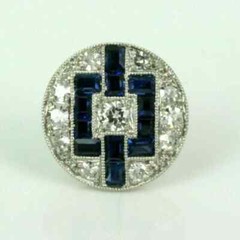 Art Deco Vintage Style Lab-Created Diamond & Sapphire Stud Earrings 925 Silver