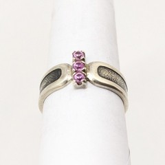 Vintage Elegant RING Silver 925 with Chic Bright Stones -size: 8US (18.5mm)| #46