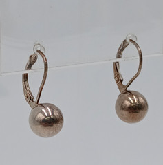 VTG 925 Ball Drop 8mm Earrings Sterling Silver 1.87g Lever Back Polished Dangle
