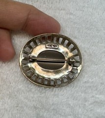 Vintage 925 Sterling Silver Ornade Style Black Onyx Marcasite Pin Brooch #110