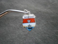 Nassau Bahamas Vintage 925 Sterling Silver Enamel Travel Shield Charm 1.3g