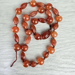 Vintage Possibly Antique Hand Knotted Carnelian Beaded Necklace Needs a Clasp